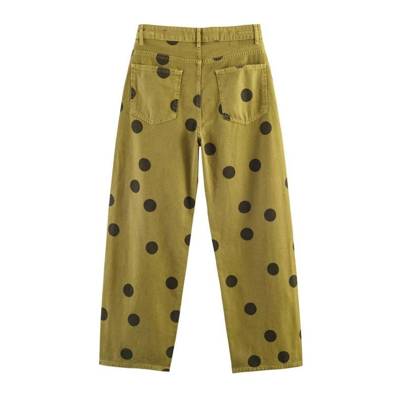 RZ Handmade Womens Classic Polka - Straight Leg Mid Waist Jeans 9632096