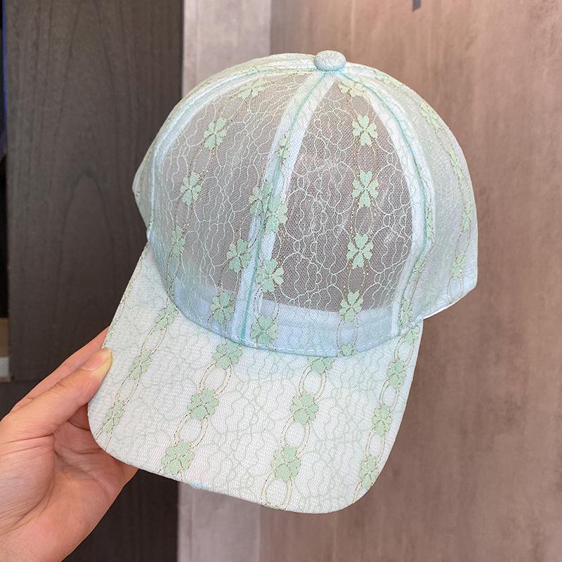 Summer new hollow lace four-leaf clover baseball cap women's versatile breathable travel fashion sunshade cap