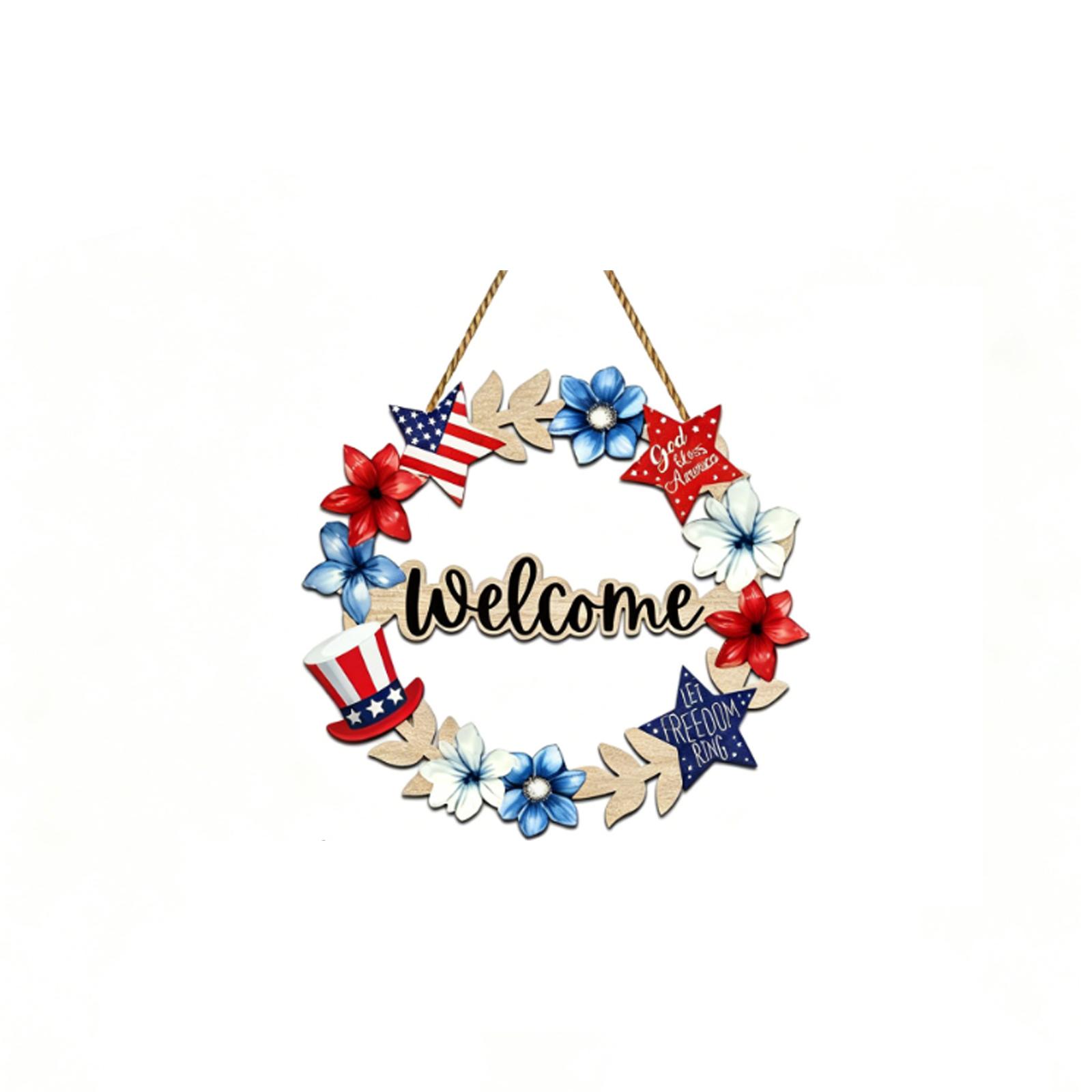 

Wooden Doorplate Pendants, Holiday Plaques, Wall Signs, Decorative Hanging Paintings For Independence Day In The United States One Size