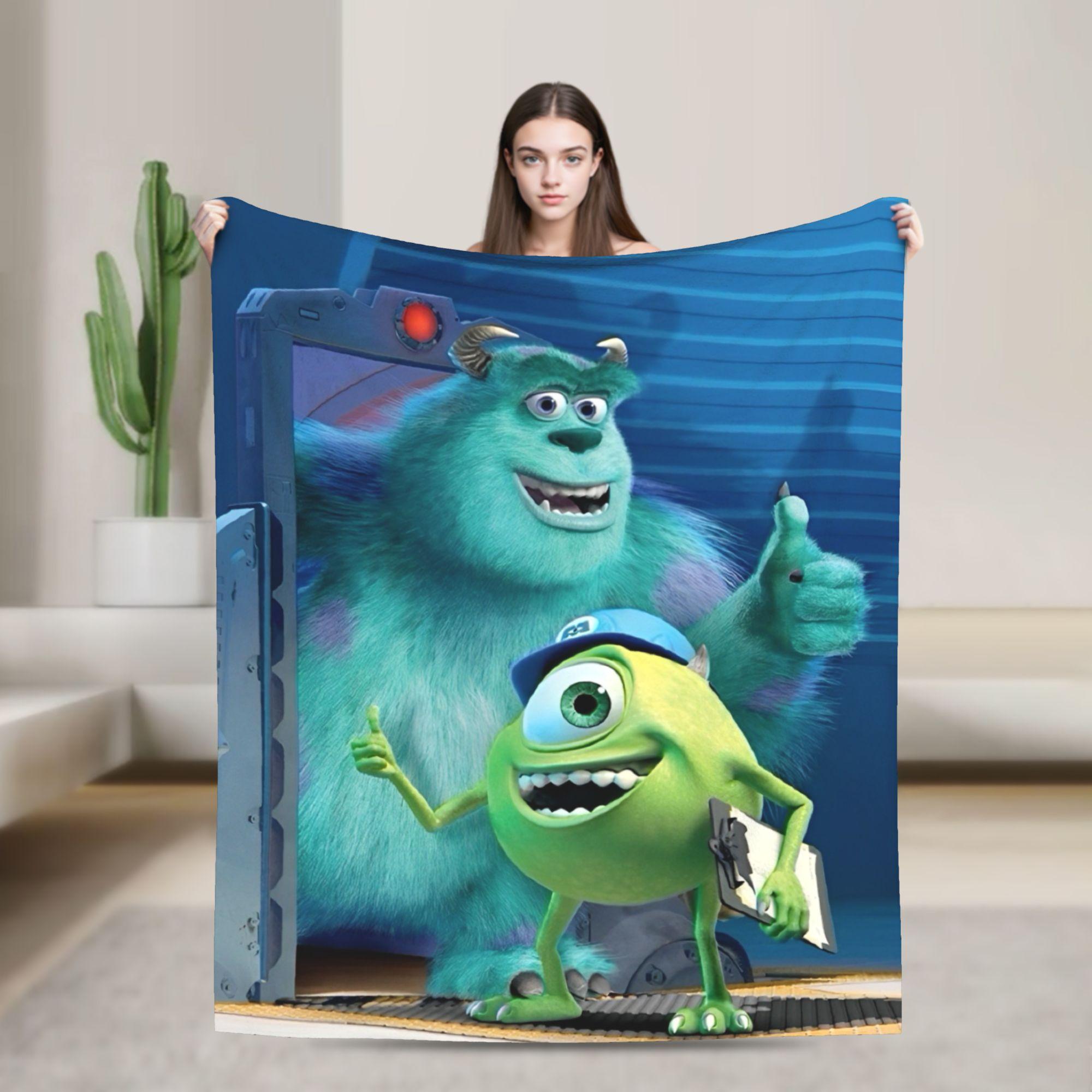 Monsters Inc Mike Wazowski James Sullivan Flannel Blanket UltraSoft Portable for Bedroom Travel 75x100cm (30x40inch)