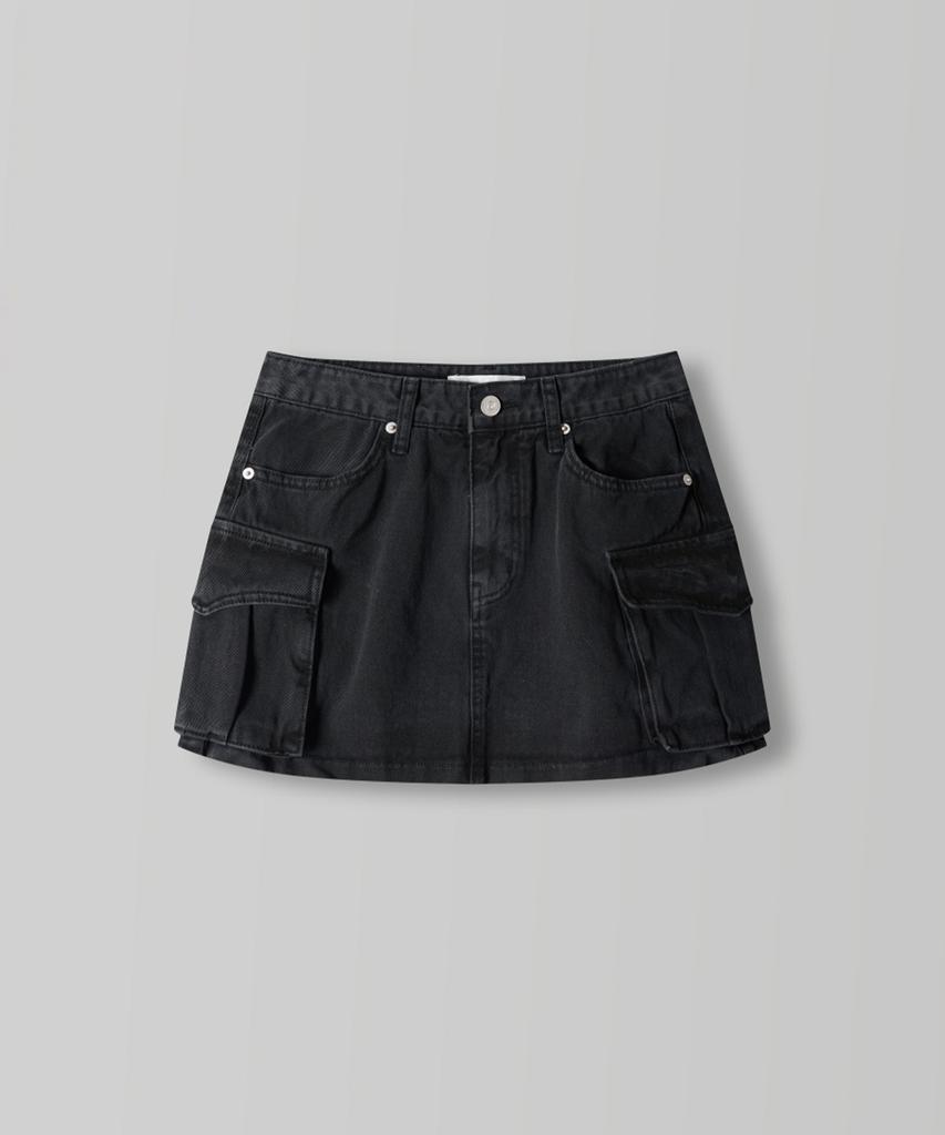 108Paundeu Pigment Cargo Skirt_Navy
