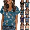 Damen Sommer Oberteile Kurzarm V-Ausschnitt Hemden Lässig Elegant Sommer Blusen Tunika Top