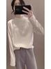 Women's Fleece Brushed Long-Sleeve Base Layer Shirt, Autumn/Winter Korean Style, Loose Half-High Collar Top