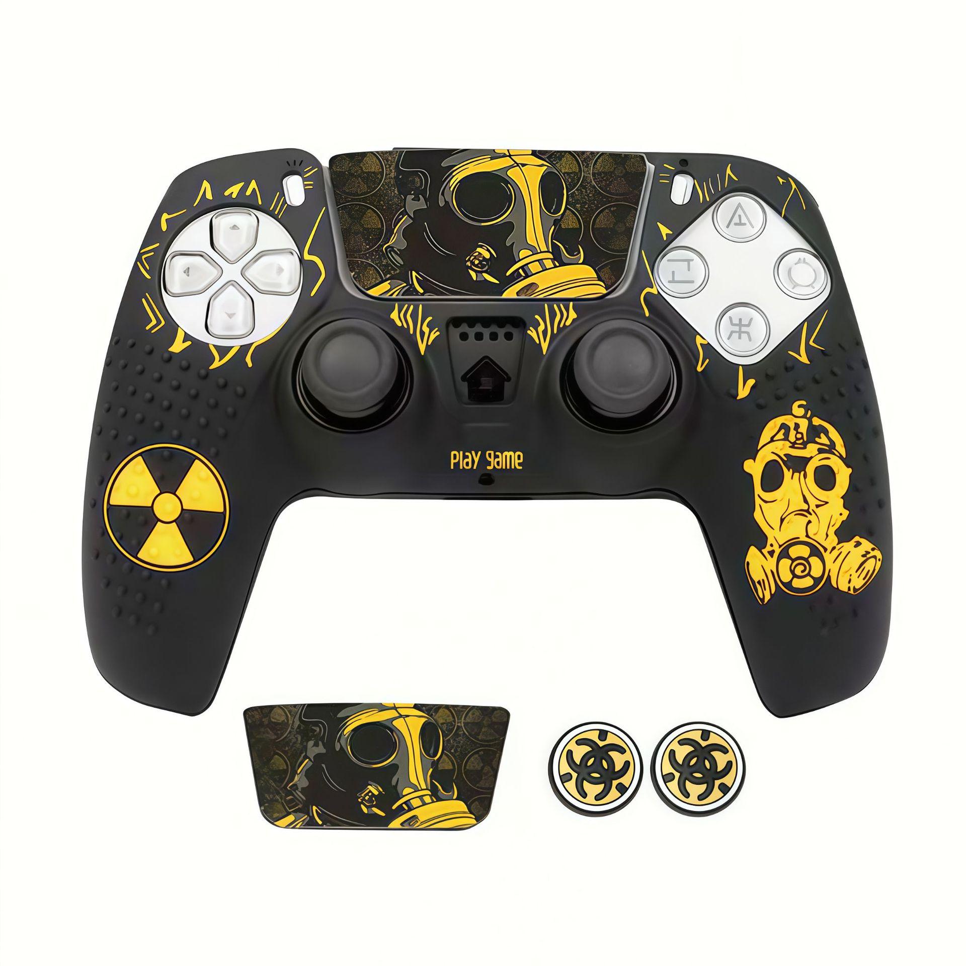 Anti-Slip Controller Skin for PS5 Controller Silicone Cover Case with 2 Thumb Grip Gaps and Touch Pad Sticker for PS5 Controller Cover Case &Thumb Grips