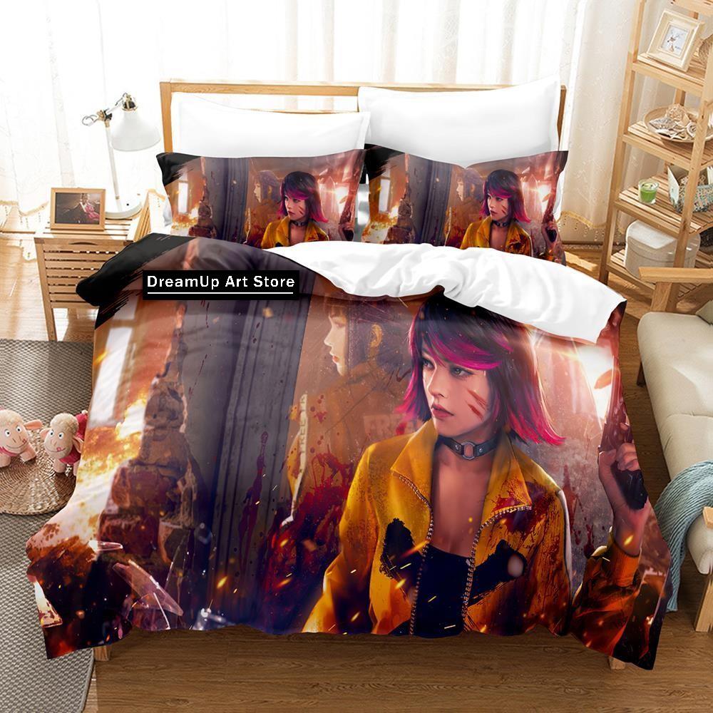 3D Game Garena Free Fire Bedding Set Quilt Cover Bed Cover with Pillowcase Twin Single Queen King Size Boys Adult Home Textile