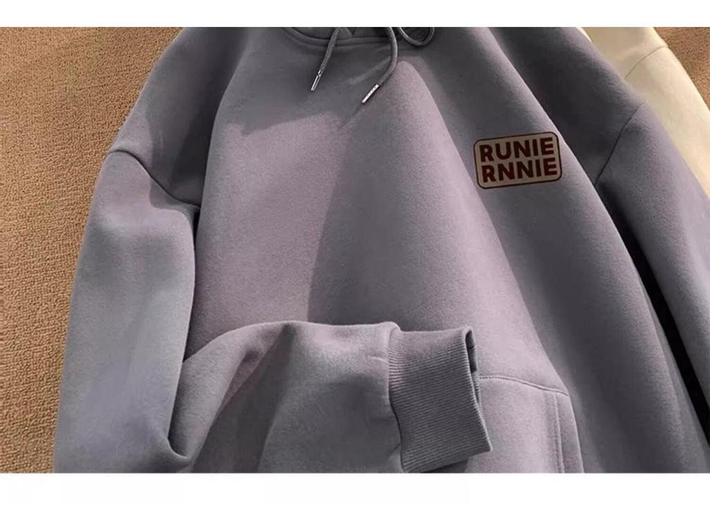 Męska bluza z kapturem w amerykańskim stylu, ciężka, oversize, z aksamitem - Jesień/Zima, młodzieżowa kurtka-bluza