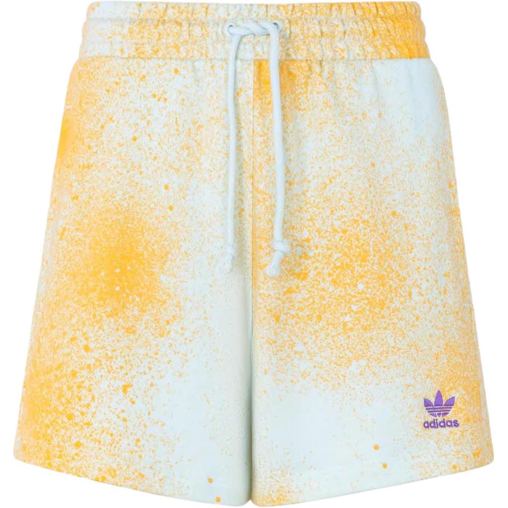 Adidas Originals SS22 Trefoil Logo Print Letter And Number Drawstring Mid-Rise Casual Shorts Women Bottoms Beige HL6610