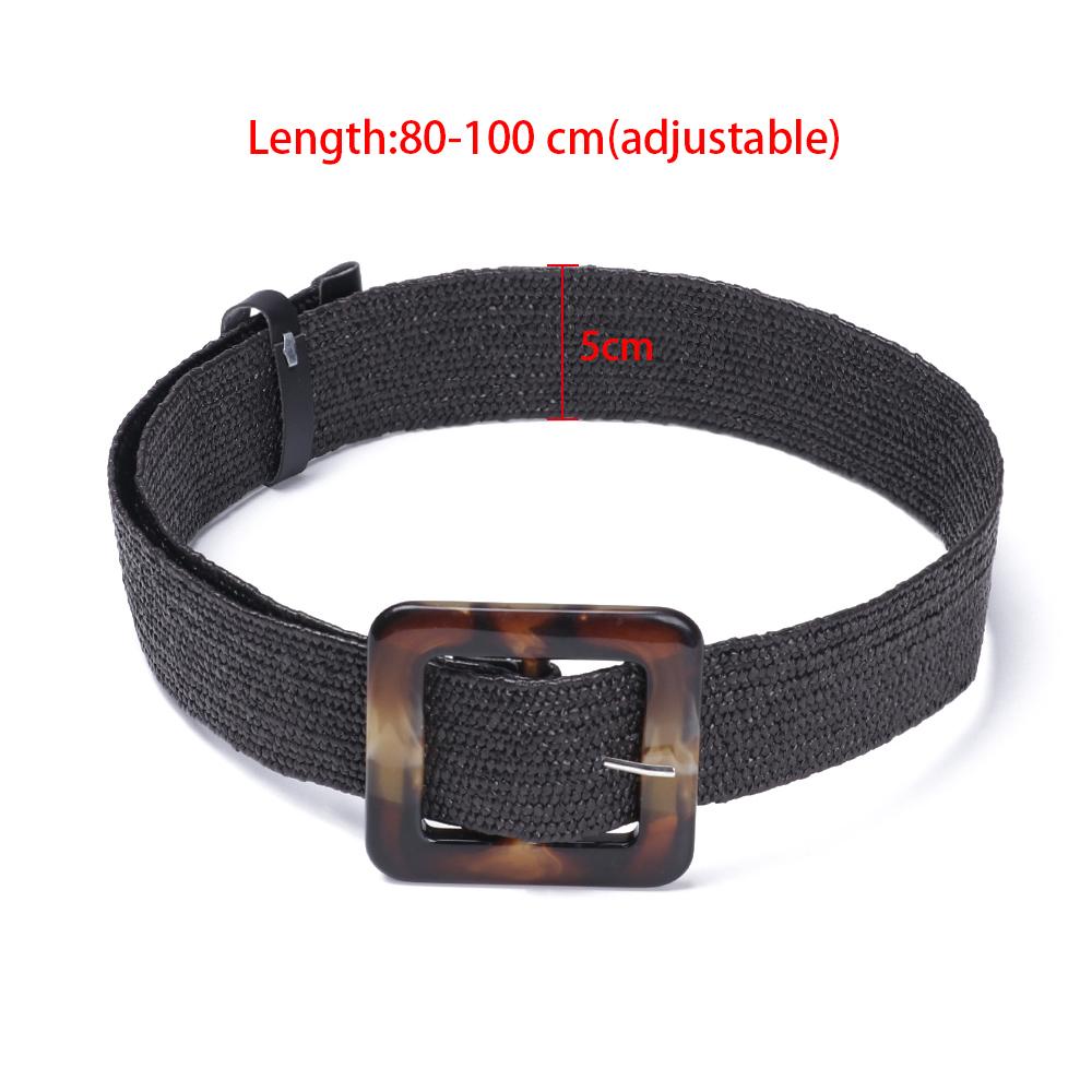 Round Wooden Buckle Dress Belt For Women Elastic Straw Belt Casual Braided Wide Strap Woven Girls PP Fashion Female Designer