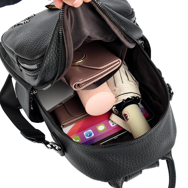 Women's Backpack High Quality Soft Leather Travel Bagpack Casual Ladies Multi-functial Shoulder Bag School Bags For Girls Sac