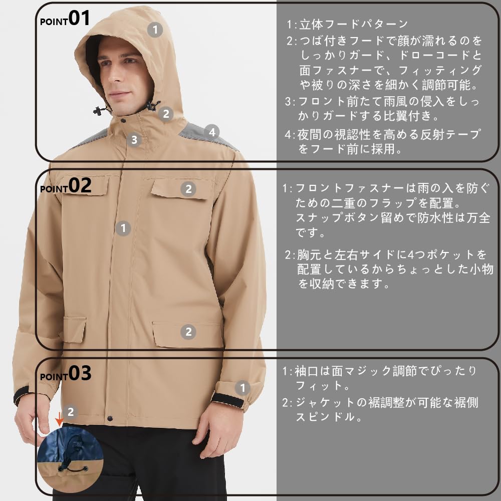 Backpack Golf Rain for Outdoor Cycling [TopKylin] Men's Rainwear, Compatible, Raincoat, Suit, Breathable, Lightweight, Stretchable, Activities,