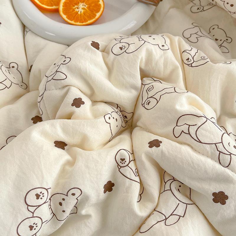 Queen Size Washed Double Gauze Summer Quilt Lightweight Comforter Soft Breathable Soya Fibre Filling Blanket for Spring