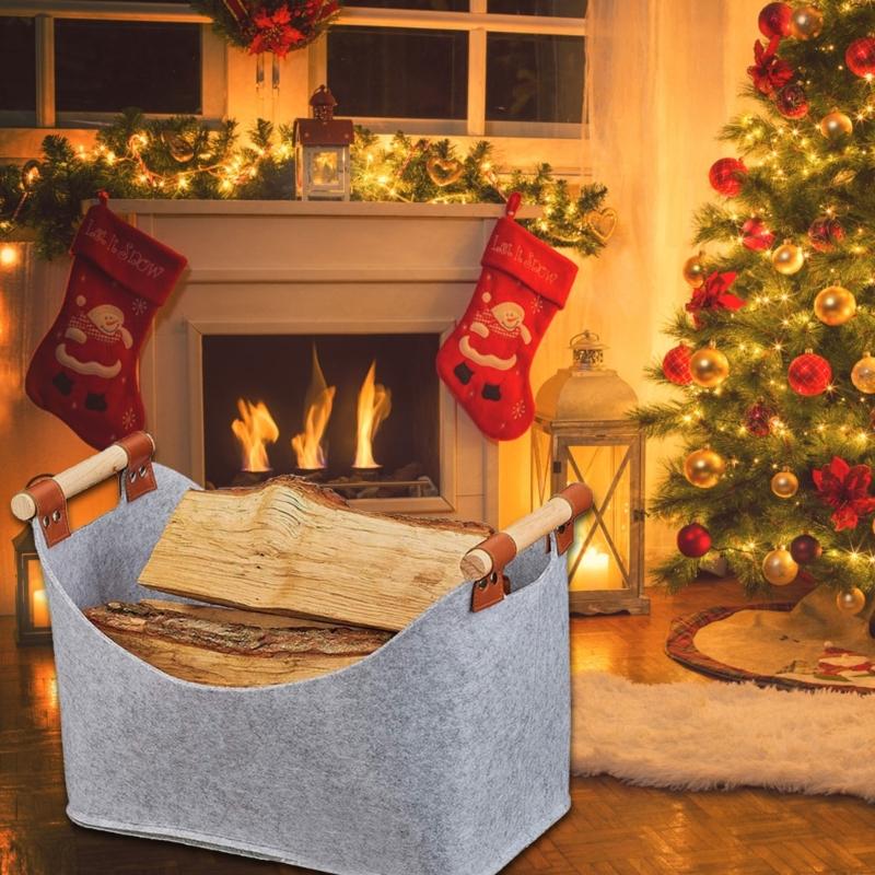 Contemporary Felt Wood Storage Bag Large Capacity Firewood Carriers Essential for Warm Fireplaces and Outdoor Activities