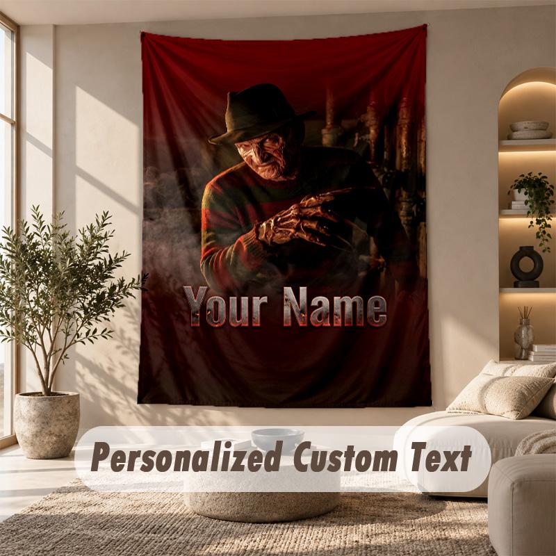 Tapestry Custom Name Text, Wall Hanging Tapestry Home Room DecorA Nightmare on Elm Street Freddy Krueger