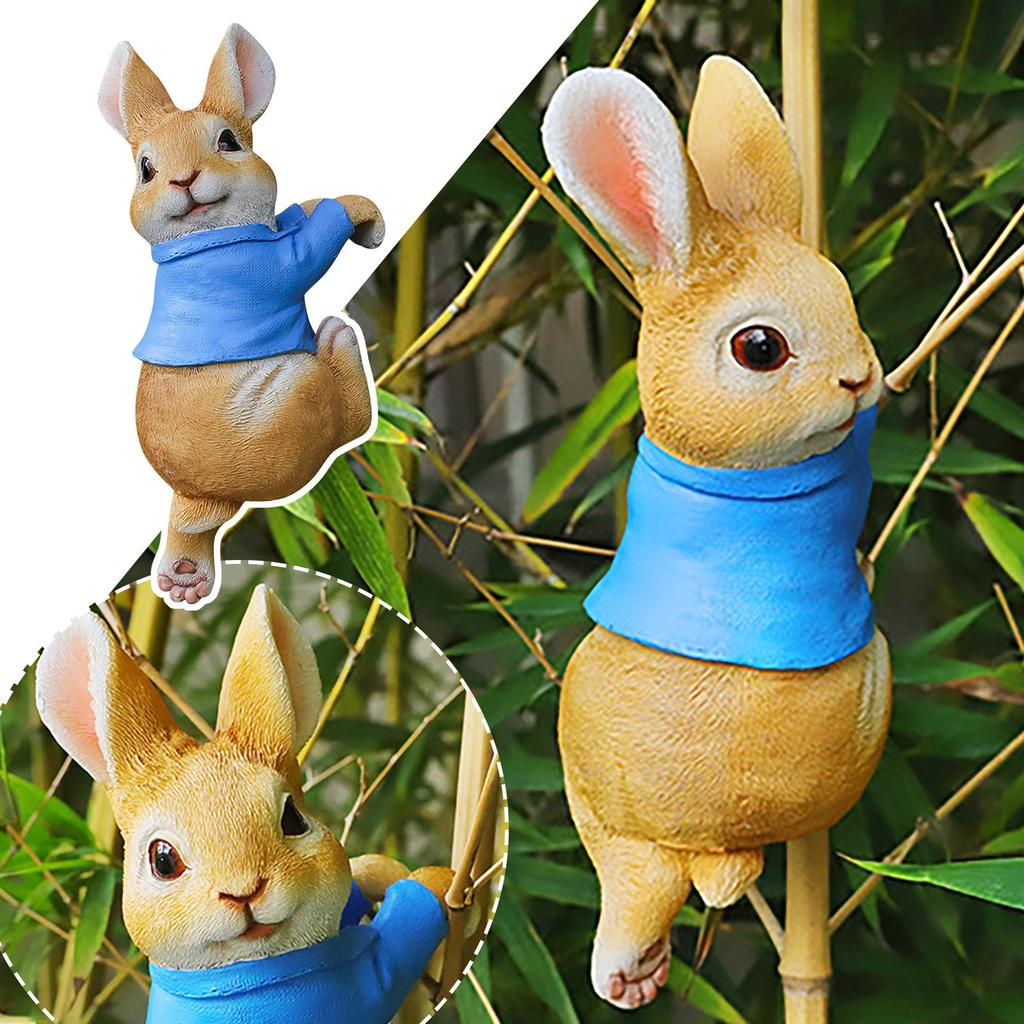 Easter Climbing Rabbit Garden Statue  Statue Hanging Bunny Decorations Planter Fence