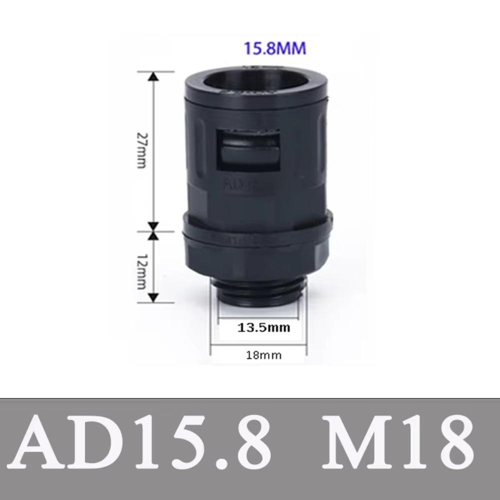 AD15.8 Plastic Corrugated Pipe Joint Black Multisize Plastic Tube Connector Nylon Joint PP Corrugated Pipe