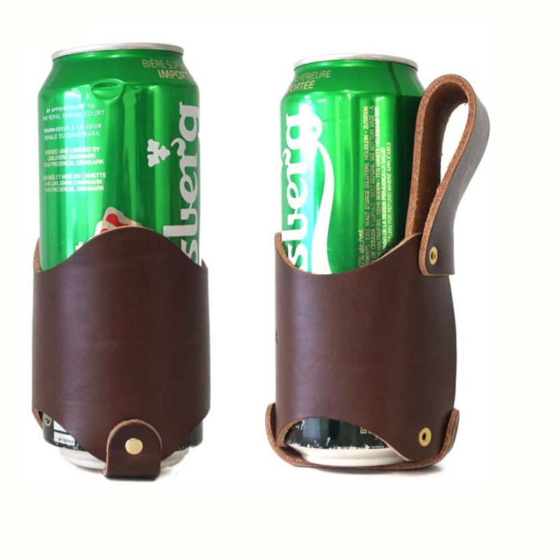 PU Leather Beer Bottle Holder Waist Clip for 330ml 500ml Cans Outdoor Fishing Hiking Camping, Beer Bottle Waist Holder