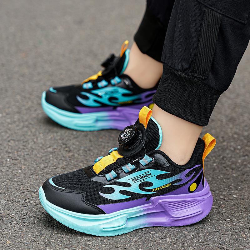 Kids Breathable Mesh Sports Shoes with Rotary Button - Lightweight & Soft for Boys & Girls 37