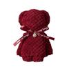Red Plaid Little Bear Coral Fleece Wedding Favor Towel Gift Box