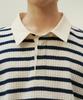 MINAV Striped Knit Collared T-Shirt [Navy]