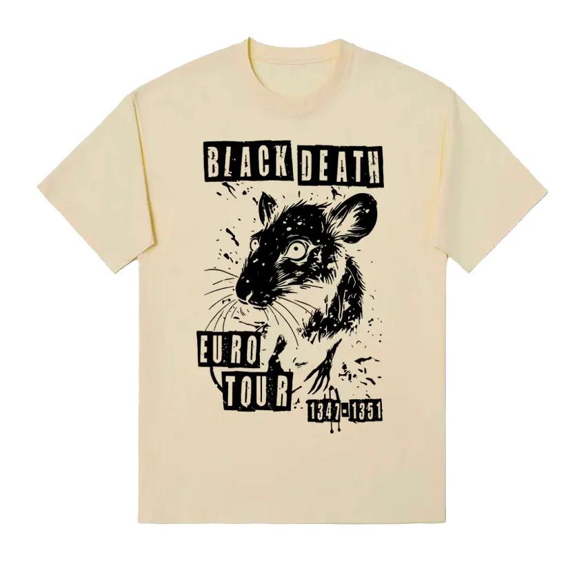 Funny Black Plague European Medieval Tour Rat Meme T-shirt Men's Women Fashion Vintage High Quality Oversized T Shirt Streetwear