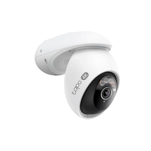 TP-Link Tapo Outdoor Security Camera, Surveillance Camera, Monitoring Camera, Smartphone Compatible, Wi-Fi, 4K, 8MP, Pan/Tilt, 360° AI Detection, Full