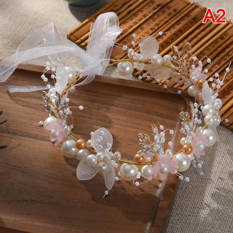 Pearl Flower Headband Bridal Headdress Wedding Crown