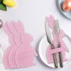 12 Stück Vlies Osterhase Besteckhalter Cartoon Hase Bestecktaschen Schreibtischdekoration Einfarbige Ostergabeltasche
