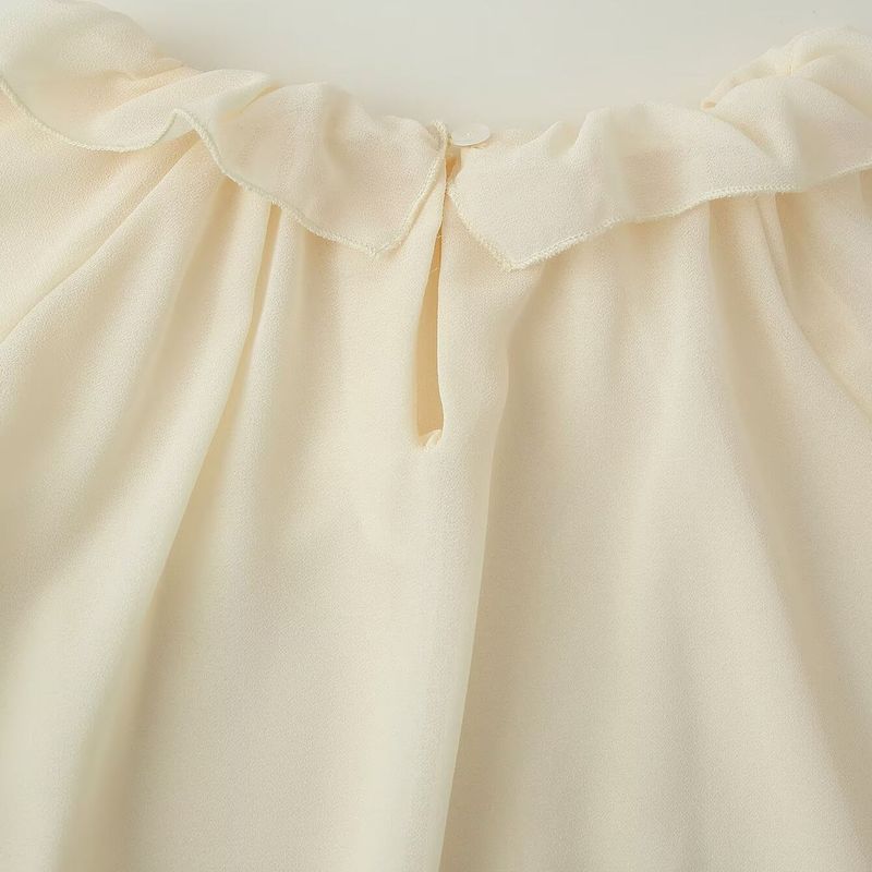 Kaslead New Women Clothes Western Style Fashion Simple Frill Chiffon Shirts Skirt Two-piece Set