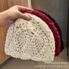 New handmade link flower decorative temperament simple knitted hat autumn and winter new face small literary wool hat