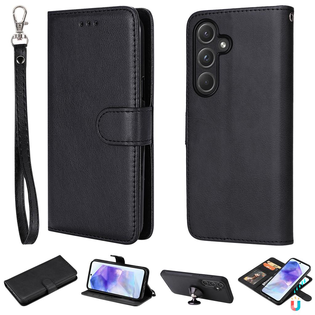 For Samsung Galaxy A55 5G Case 2 In 1 Detachable Magnetic Leather Wallet Mobile Cover with Strap