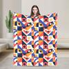 Abstract Geometric Pattern  Bauhaus Super Soft Blankets  Picnic Plush Throw Blanket Couch Bed Flannel Bedspread Sofa Bed Cover