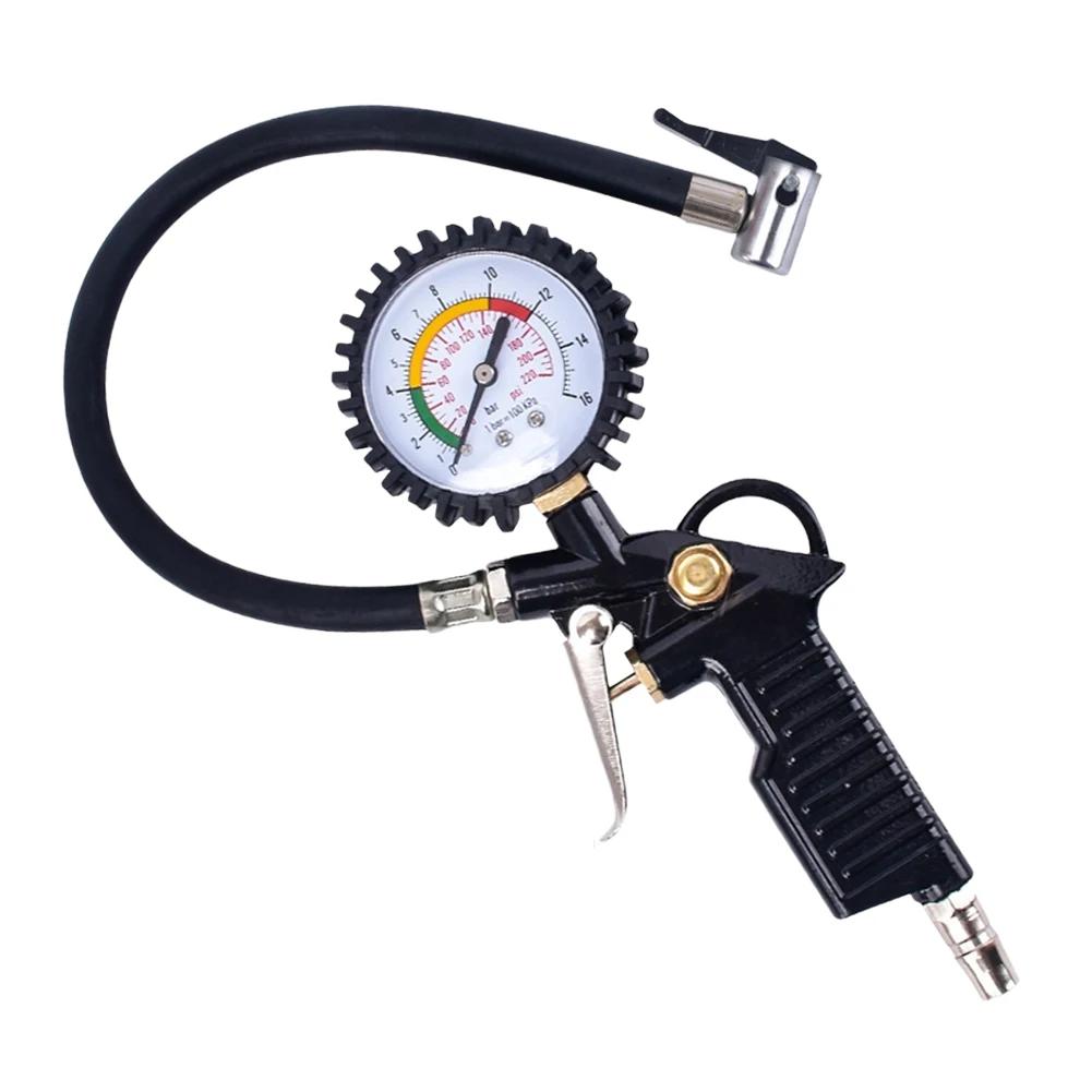 Digital Car Tire Air Pressure Inflator Gauge LED Display Car Tire Inflator Gun Air Line Clip-on Tyre Pump for Motorcycle Bicycle
