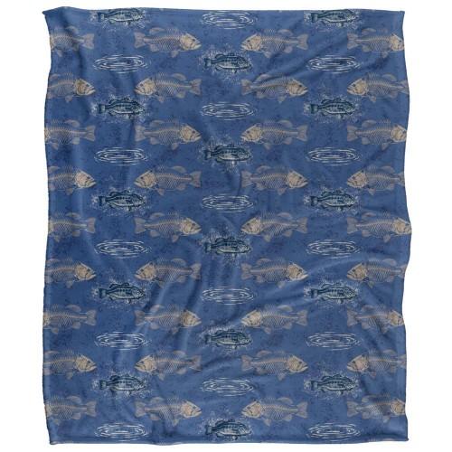 JQ Licensing Silky Patterned Fishing Supersoft Blanket