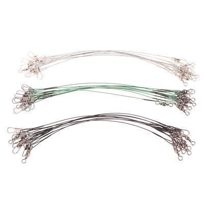 10Pcs 10/15/20/25/30Cm Anti-Bite Steel Wire Leash Lure Fishhook Line Trace Wire Leader With Swivel Fishing Lure Accessories