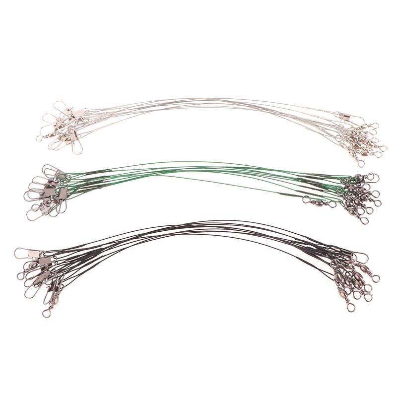 10Pcs 10/15/20/25/30Cm Anti-Bite Steel Wire Leash Lure Fishhook Line Trace Wire Leader With Swivel Fishing Lure Accessories