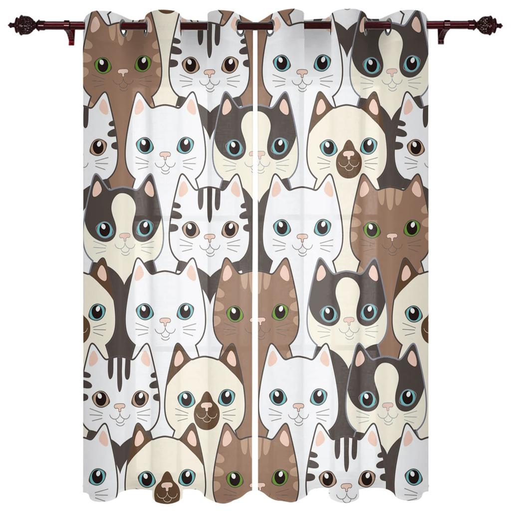 Die Katze Tier schwarz Fenster Vorhänge Vorhänge für Wohnzimmer dekorative Elemente Wohnzimmer