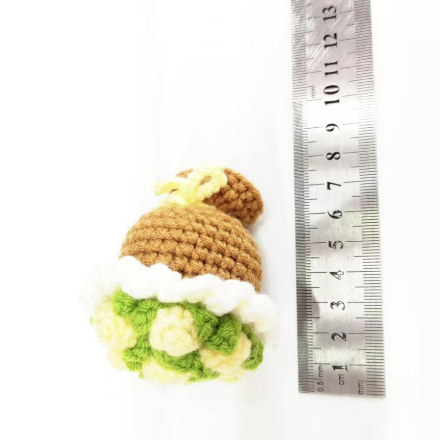 Hand-Knitted Yarn Mini Bouquet Keychain Pendant