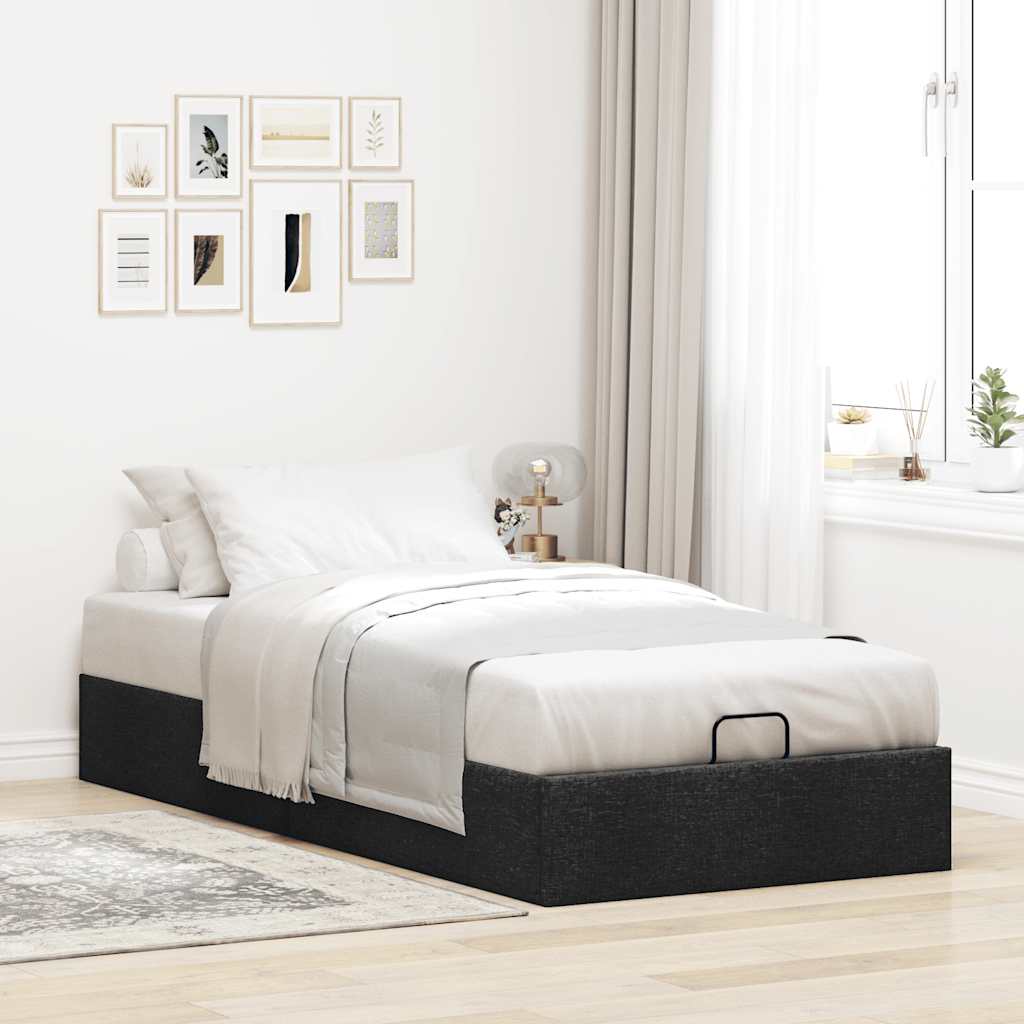 Ottoman Bed Without Mattress Black 90x200 cm Fabric