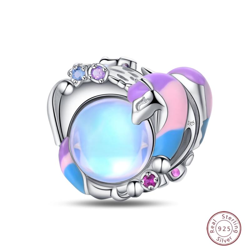 Copper Beaded Pendant Blue Shiny Zircon Suitable Original 3Mm Bracelet Women Fine Jewelry