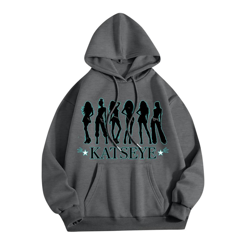 Unisex Lightweight Long-Sleeve Printed Hooded Pullover Sweatshirt