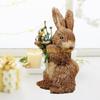 F26C Natural Straw Rabbit Figurine Easter Decors Sculpture for Safe Nontoxic Home Decors Table Desk Placement