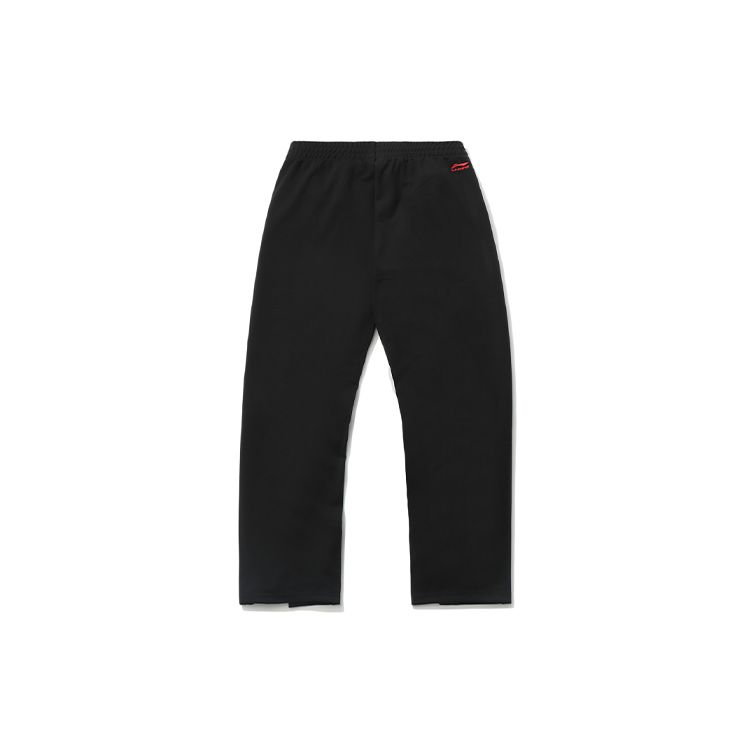 Li Ning Sports Fashion Series Daily Progress Theme Embroidered Pattern Casual Straight Leg Sports Knit Pants Women Pants Black AKLR022-1