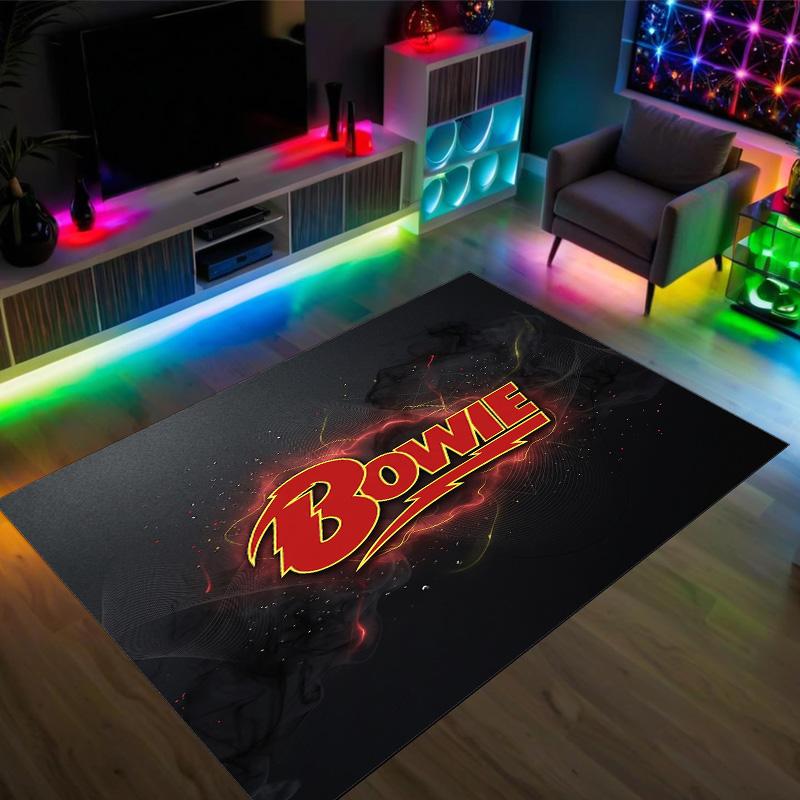 David Bowie Design Kristall Samt Teppich Gemütlich Nicht?Rutschfester Teppich mit Aufdruck für Schlafzimmer Wohnzimmer Eingang