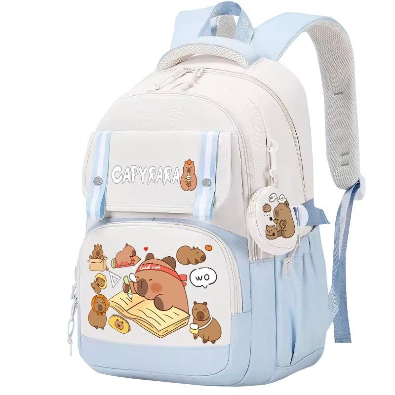 New Capybara Schoolbag, Funny Printing Cartoon Capybara Backpack, Large Capacity and Light for Primary and Secondary School Students