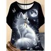 Fashion Women's Crew Neck Short Sleeve 3D Animal Color Printing Crew Neck T-Shirt Animal Short Sleeve