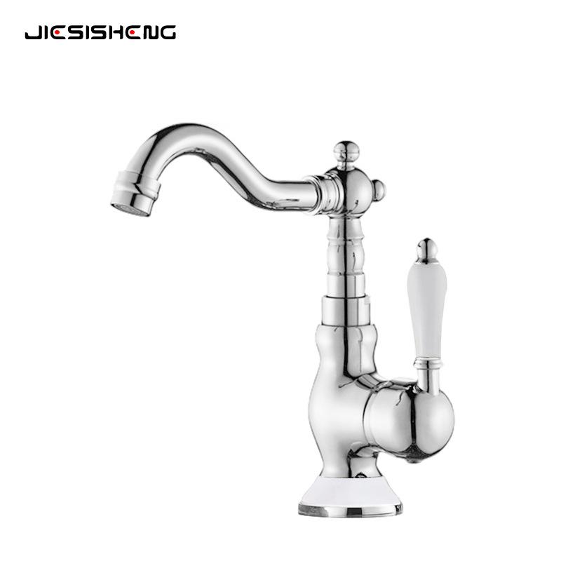 Brass gold bathroom basin sink faucet deck mounted Single handle hot and cold water mix tap Golden faucets Chrome