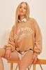 Women's Sweatshirt New Season Fashion Black Crew Neck Text Printed Oversize Sweatshirt