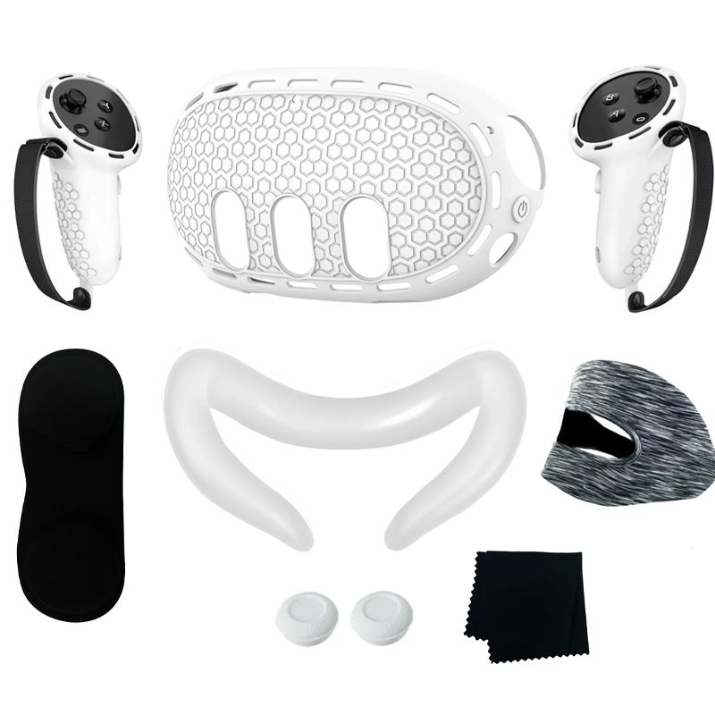 For Meta Quest 3 Silicone Protective Cover Set 7 In 1 Anti-Leakage Nose Pad Mask Case Replacement Vr Silicone Case Accessories