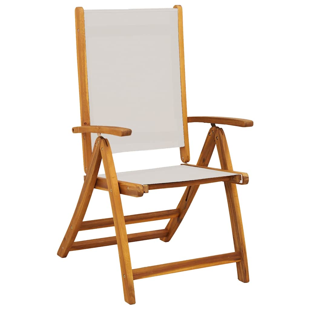 Vidaxl Folding Garden Chairs, 4 Pcs., Acacia Wood and Textilene