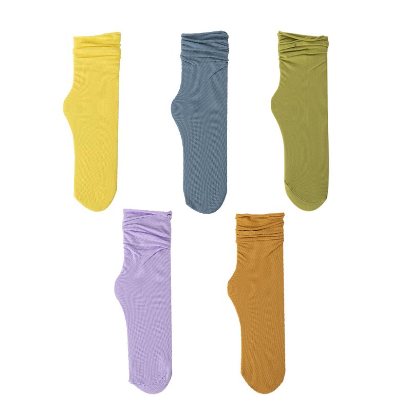 1/5 Pairs Ladies Ice Silk Socks Summer Ultra Thin Cool Socks Candy Sweet Breathable Socks Women's Socks